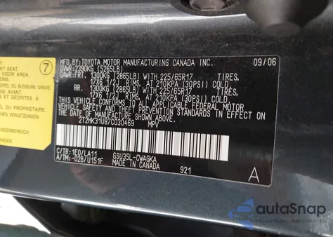 2007 Lexus Rx 350 z USA, uszkodzony, nr VIN 2T2HK31U87C030469